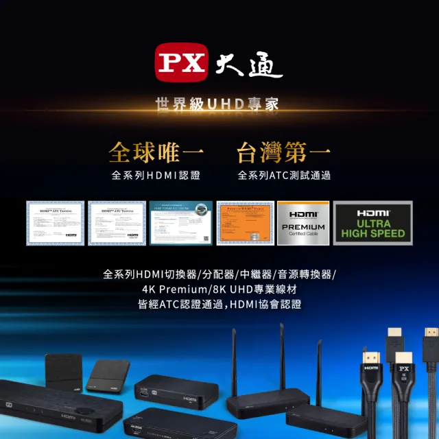 【-PX 大通】HD2-181 HDMI 1進8出分配器一進八出分配器 4K Ultra HD