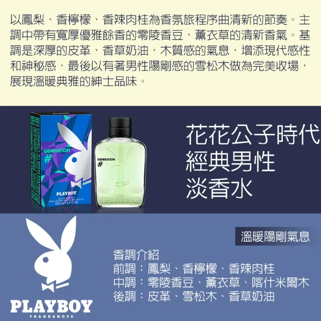 【PLAYBOY】花花公子時代經典男性淡香水 100ml(專櫃公司貨)