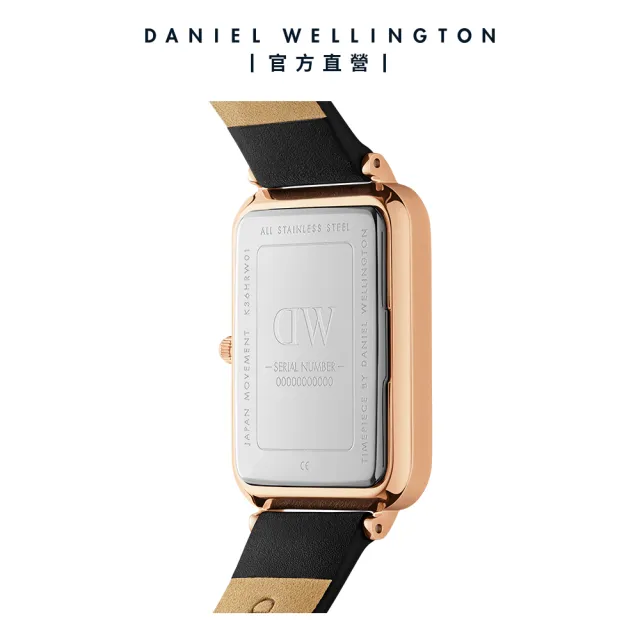 【Daniel Wellington】DW 手錶  Quadro  Sheffield 29x36.5mm 經典黑真皮皮革大方錶(DW00100450)