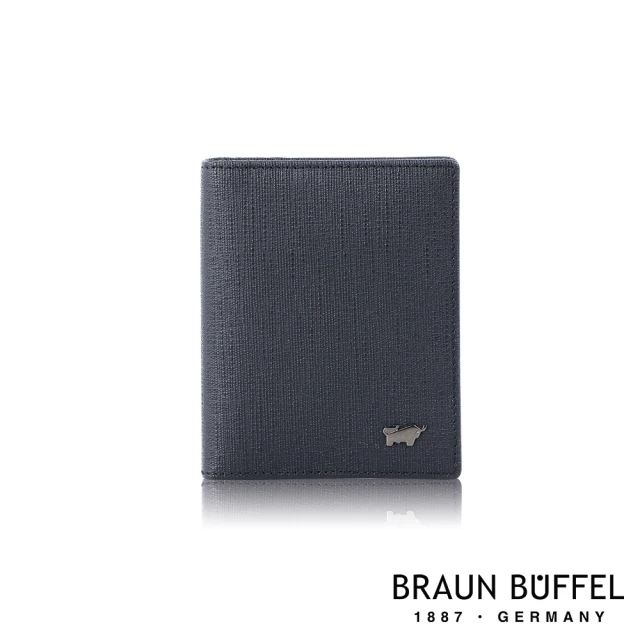 【BRAUN BUFFEL 德國小金牛】台灣總代理 戰神 薄型名片夾-藍色(BF378-120-NY)