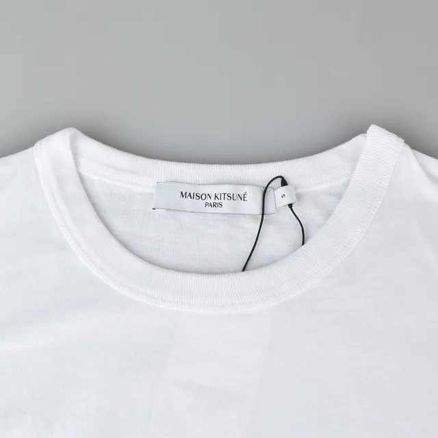 【Maison Kitsune】MAISON KITSUNE刺繡LOGO狐狸設計棉質短袖T-Shirt(白)