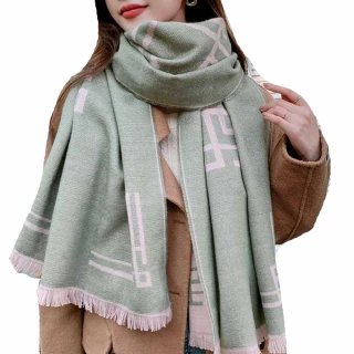 【Amhome】韓星必搭仿羊絨短須提花圍巾大披肩#111102現貨+預購(5色)