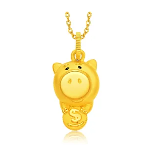 【周大福】玩具總動員系列 錢幣火腿豬造型黃金吊墜(不含鍊)