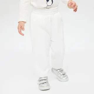 【GAP】女幼童裝 Logo束口鬆緊褲 冰淇淋系列 碳素軟磨法式圈織系列-白色(837234)