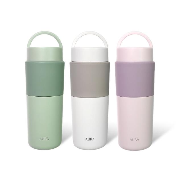 【AURA 艾樂】買1送1_提手陶瓷保溫杯525ML(真瓷/隨行杯/保溫杯瓶/保冰杯瓶/水壺)
