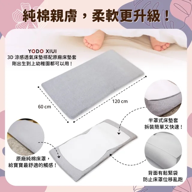 【YODO XIUI】120 x 60公分 半罩式 嬰兒床墊套(寢具/嬰兒床套/兒童午睡床墊套/半罩式床包)