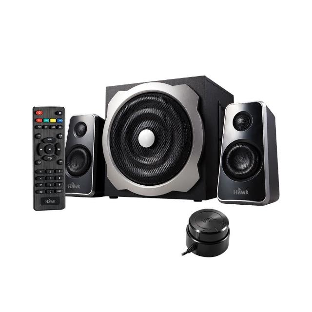  Hawk S660BK 為桌上型多媒體喇叭，支援重低音與環繞聲效，具藍芽連線功能，黑色系設計，尺寸250x260x235mm，重4.3KG，中國製造，附無線遙控器，享1年保固。 