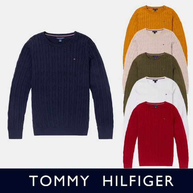 【Tommy Hilfiger】TOMMY 百搭爆款LOGO麻花毛衣 上衣-男女多色組合(百搭爆款/男女組合/平輸品)