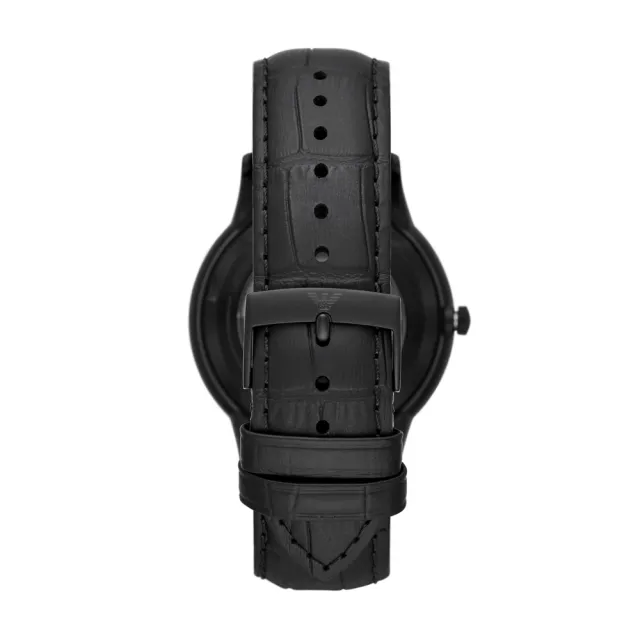 【EMPORIO ARMANI】英倫雅痞機械腕錶-黑X白(AR60042)