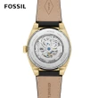 【FOSSIL 官方旗艦館】Everett 復古鏤空機械手錶 黑色真皮錶帶 42MM ME3208