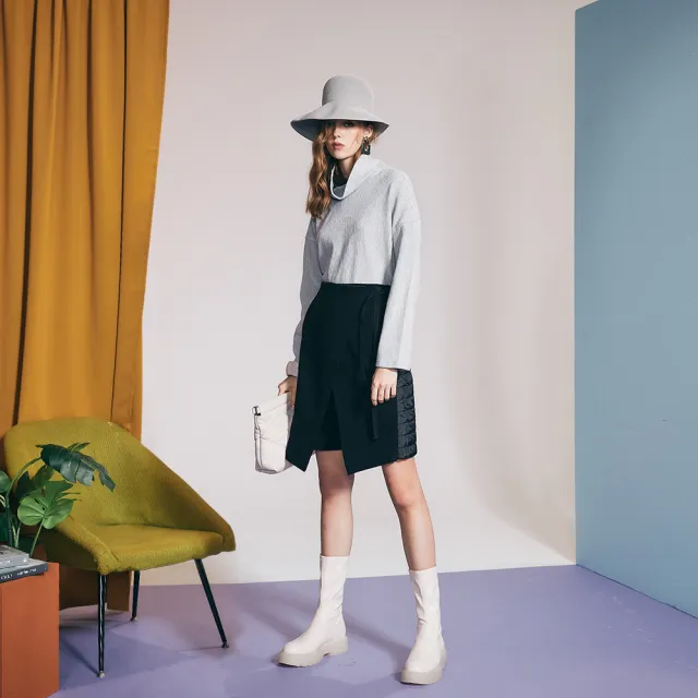 【ICHE 衣哲】Cop.Copine 法國原裝進口異材褲裙-知識黑