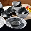 【YU Living 信歐傢居】歐式普普風陶瓷餐碗四件組 飯碗 湯碗(四件一組/250ml/2色/黑色/白色)