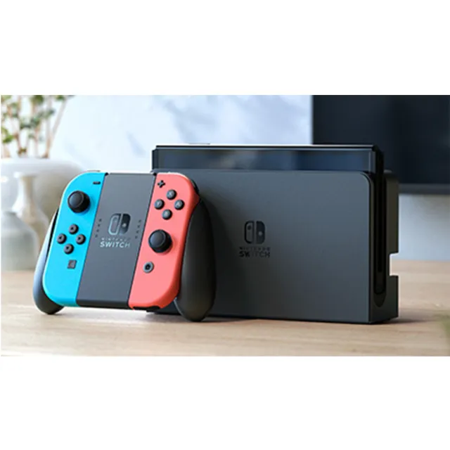 【Nintendo 任天堂】Switch OLED電光紅藍主機+《健身環大冒險》附《9H鋼化貼》