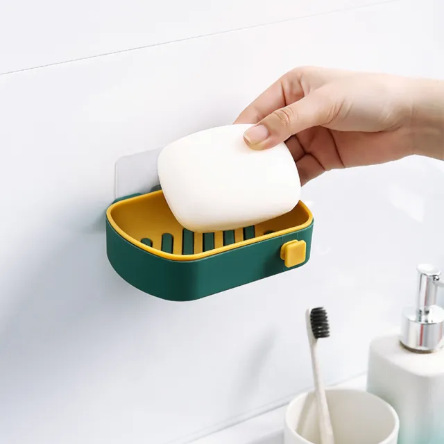 【Dagebeno荷生活】免打孔自帶掛鉤壁掛香皂盒肥皂盒 廚房浴室兩用雙層瀝水