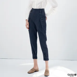 【Chudan 初丹】剪裁紋理束口九分褲