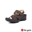 【RegettaCanoe】Re:getA  Regetta交叉腰帶造型 楔型後帶涼鞋R-2682(BRN -咖啡色)