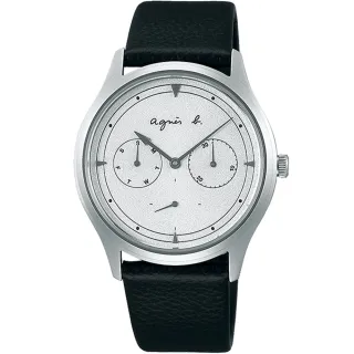 【agnes b.】日系簡約時光皮帶中性酷炫白腕錶(BP6026X1/VD75-KYF0Z)