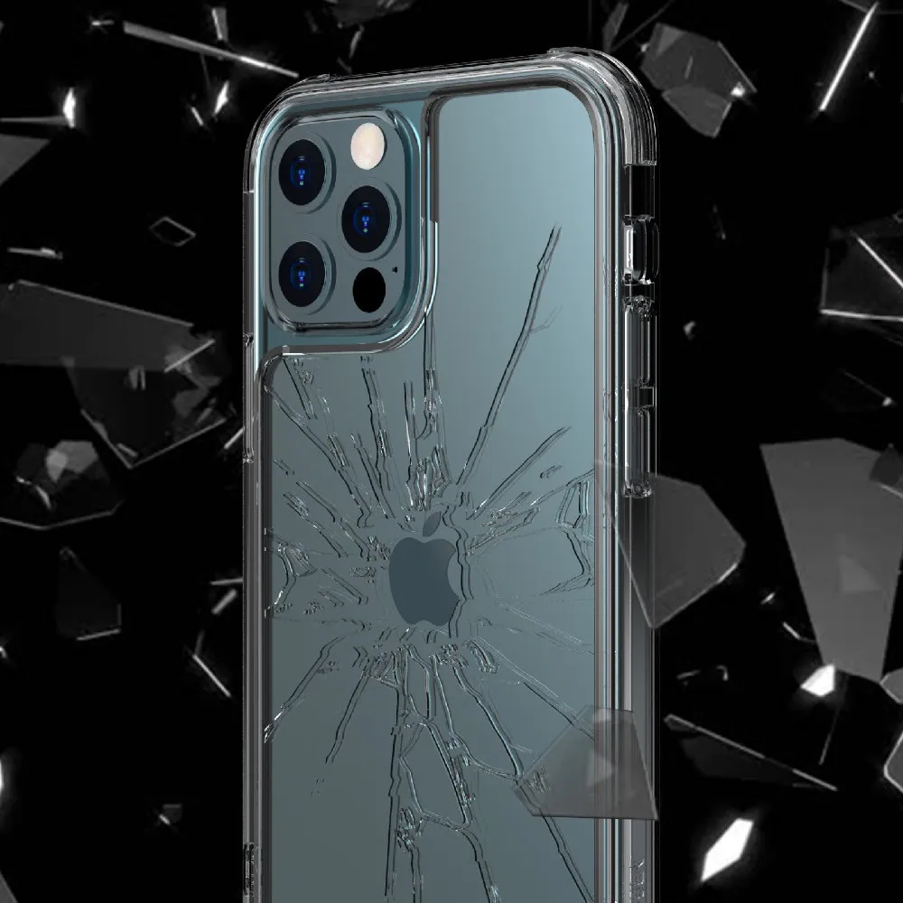 【ABSOLUTE】iPhone 12 Pro Max 6.7吋專用 LINKASEAIR電子蝕刻技術防摔抗變色抗菌大猩猩玻璃保護殼(裂紋)