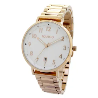 【MANGO】百搭數字簡約鋼帶錶-MA6768L-80R-H(玫瑰金/36mm)