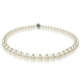 【小樂珠寶】7-7.5mm頂級日本AKOYA珍珠整串項鍊(白伴淡粉色好美-送日本珍珠耳環)
