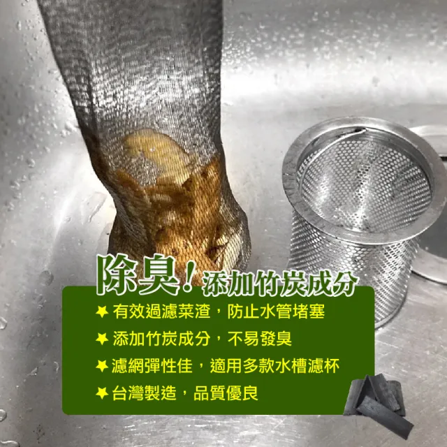 【AXIS 艾克思】台灣製竹炭除臭水槽濾水網15x23公分(240枚入)
