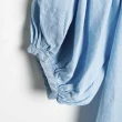 【SOMETHING】女裝 袖抽細摺微透膚短袖襯衫(漂淺藍)
