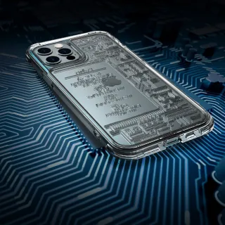 【ABSOLUTE】iPhone 12/12 Pro 6.1吋專用 LINKASEAIR電子蝕刻技術防摔抗變色抗菌大猩猩玻璃保護殼(電路板)