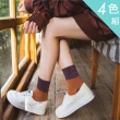 【Acorn 橡果】日系銀絲質感拚色襪中筒襪短襪2616(超值4色組)
