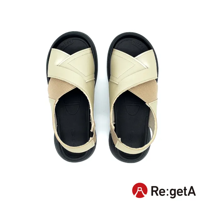 【RegettaCanoe】Re:getA  Regetta光澤高雅 側戈爾後帶涼鞋R-0163(IVO-象牙白)