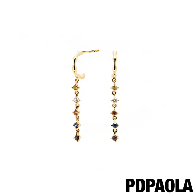【PDPAOLA】西班牙精品 Sage 五色光芒 鍍18K金垂墜耳環