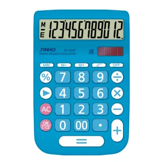 【JINHO 京禾】12位元 雙電源桌上型計算機JH-2646-B(尼加拉藍)