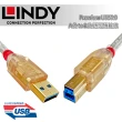 【LINDY 林帝】Premium USB3.0 A公 to B公 透明傳輸線 3m 31838