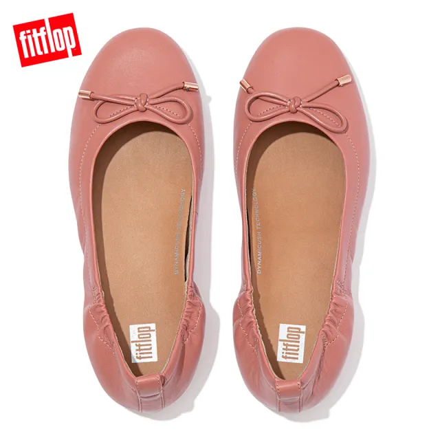 【FitFlop】ALLEGRO BOW LEATHER BALLERINAS 經典全皮革芭蕾舞鞋-女(玫瑰色)