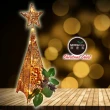 【摩達客】耶誕-38cm桌上型聖誕裝飾四角樹塔-流金系(LED20燈暖白光銅線燈串_本島免運費)