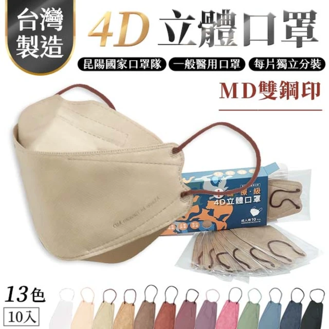 【昆陽】4D成人立體醫用口罩13色3盒組(10入/盒)