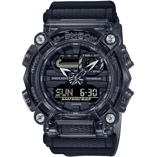 【CASIO 卡西歐】G-SHOCK 灰透色系列雙顯200米計時錶(GA-900SKE-8A)