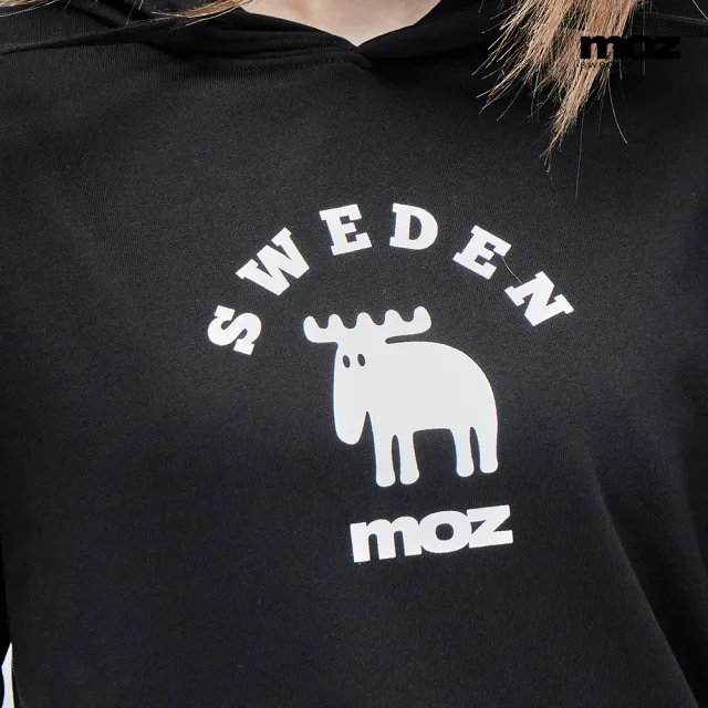【moz】瑞典經典駝鹿帽T 黑 女款(亞洲版)