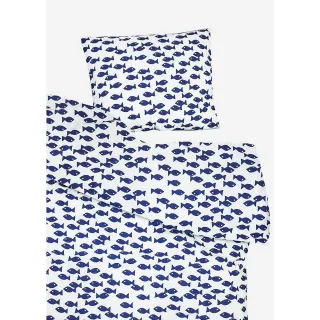 【北歐瑞典 FINE LITTLE DAY】FISH BED SET  BLUE(有機棉被套枕套兩件組)