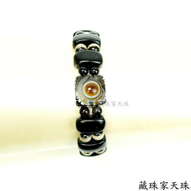 【藏珠家】精品小四方財咒天眼黑玉髓板珠天珠手鍊-2