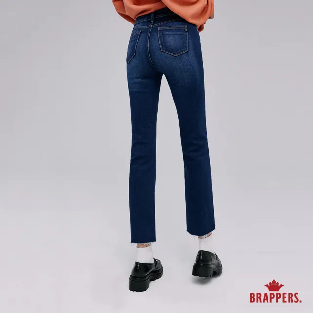 【BRAPPERS】女款 新美腳 ROYAL系列-中腰彈性八分直筒褲(深藍)