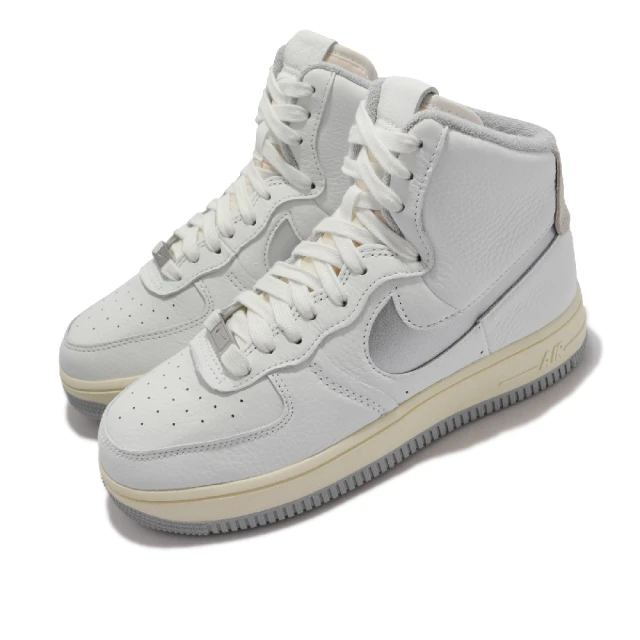 NIKE 耐吉 休閒鞋 W AF1 Sculpt 女鞋 復古 高筒 白 銀 奶油底(DC3590-101)