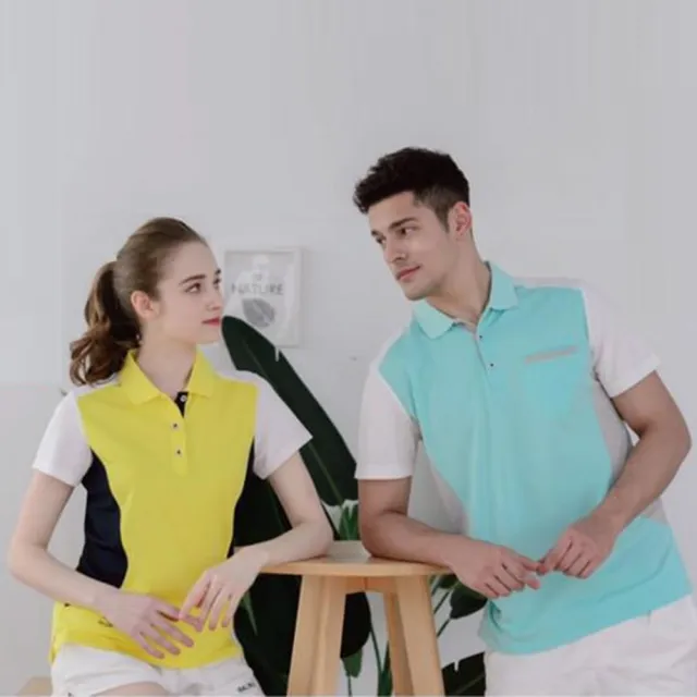 【Per GIBO】女短網眼POLO衫黃/丈青(PK212992)