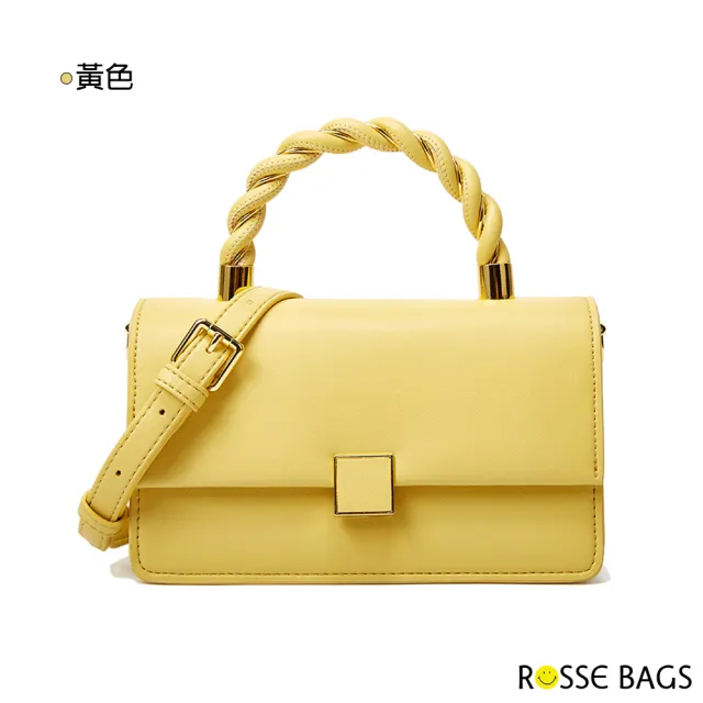 【Rosse Bags】韓版設計麻花手提肩背包(現+預  白色 / 黃色 / 灰藍色 / 黑)