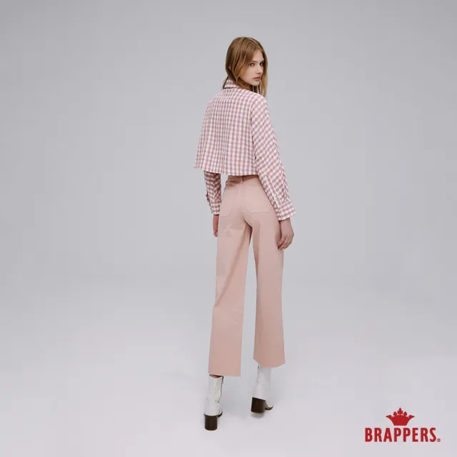 【BRAPPERS】女款 Boy friend系列-中腰彈性中寬版褲(粉紅)
