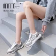【Alberta】4CM休閒鞋 百搭拼接反光設計 透氣厚底圓頭綁帶包鞋