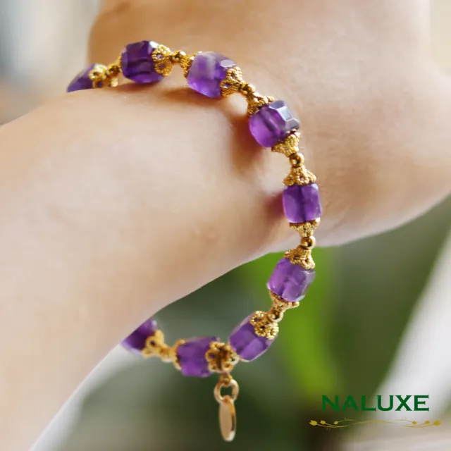 【Naluxe】紫水晶鑽石切面方糖造型款開運手鍊(開智慧、招財、迎貴人、二月誔生石)