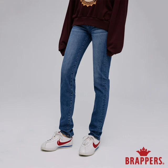 【BRAPPERS】女款 新美腳 ROYAL系列-中腰彈性小直筒褲(藍)