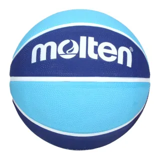 【MOLTEN】8片深溝橡膠7號籃球-室外 戶外 7號球 訓練 藍水藍白(B7C2010-BB)