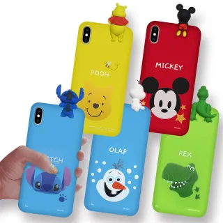 【Disney 迪士尼】iPhone Xs Max 6.5吋 趴姿公仔 親膚手機軟殼