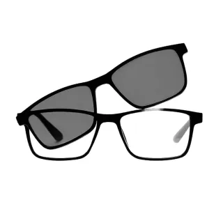 【Z·ZOOM】知性矩形細框款 老花眼鏡 附磁吸墨鏡片(老花太陽眼鏡)